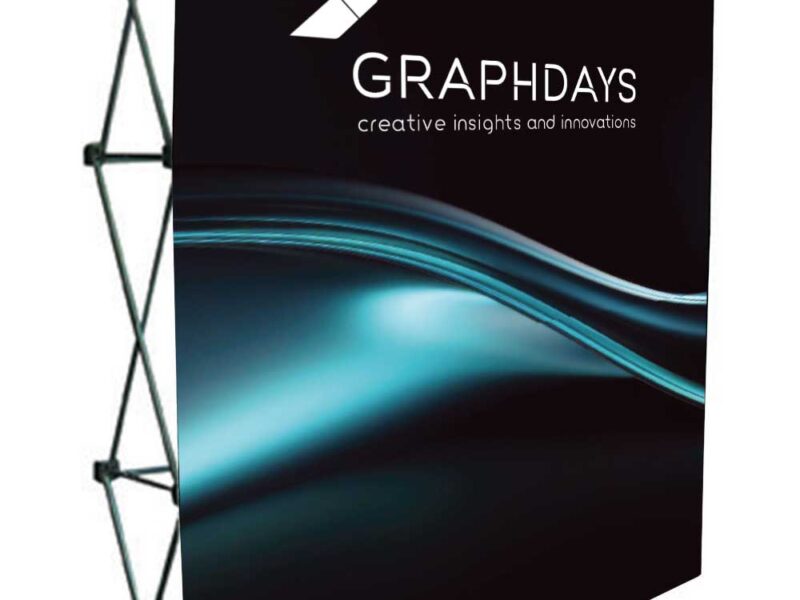 Διαφημιστικό banner GRAPHDAYS με μπλε κυματισμό
