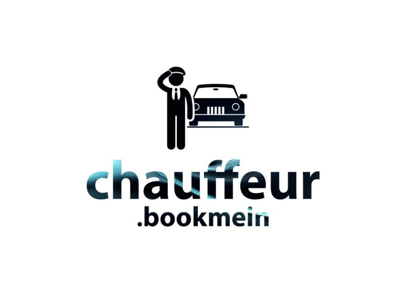 Λογότυπο chauffeur.bookmein με οδηγό και αυτοκίνητο