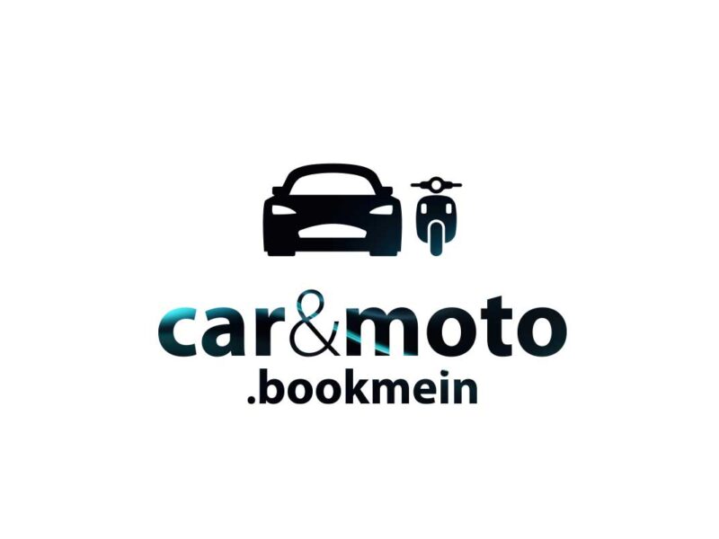Λογότυπο car&moto.bookmein με αυτοκίνητο και μηχανάκι
