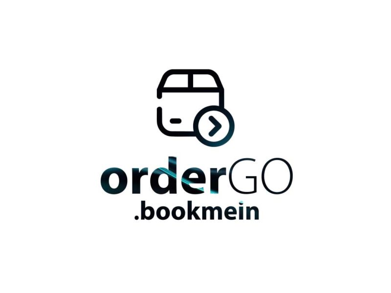 Λογότυπο orderGO.bookmein με εικονίδιο αυτοκινήτου