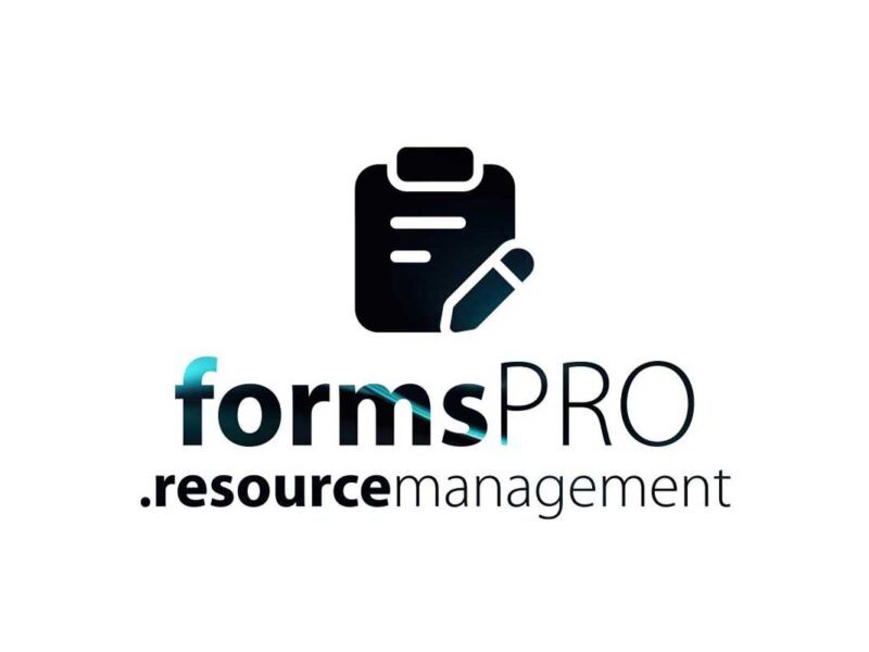 Λογότυπο formsPRO resource management με εικονίδιο clipboard